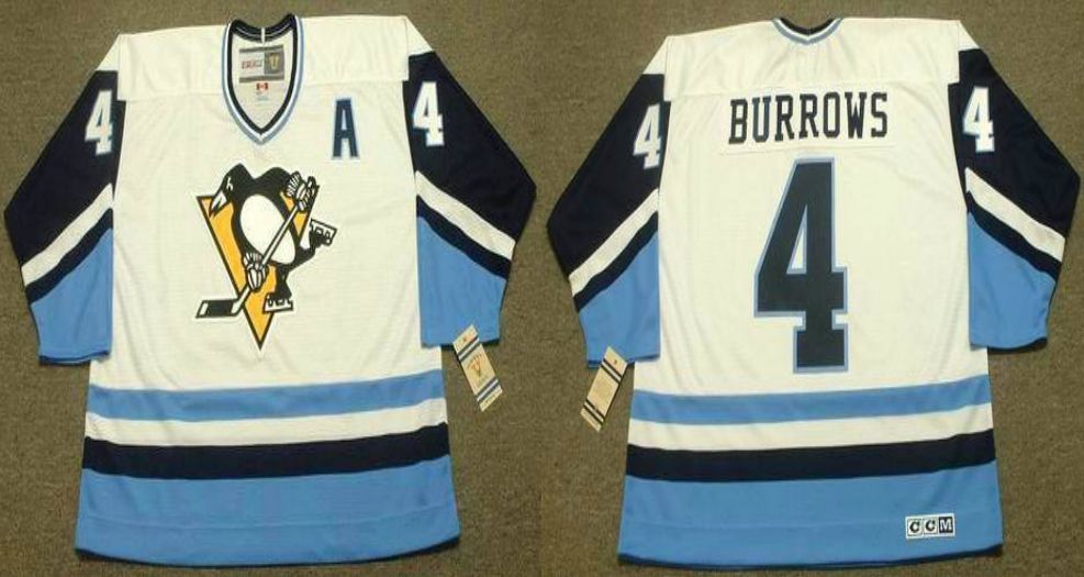 2019 Men Pittsburgh Penguins 4 Burrows White blue CCM NHL jerseys